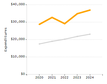 Percentage of school-aged residents enrolled in public school chart