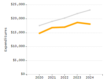 Percentage of school-aged residents enrolled in public school chart
