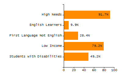 Bar chart showing student race and ethnicity percentages. White: 56.2%, Native Hawaiian or Other Pacific Islander: 0.2%, Multi-Race, Not Hispanic or Latino: 8.7%, Hispanic or Latino: 11.6%, Black or African American: 4.8%, Asian: 18.4%, American Indian or Alaska Native: 0.1%.