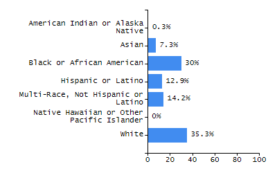 Bar chart showing student race and ethnicity percentages. White: 87.1%, Native Hawaiian or Other Pacific Islander: 0%, Multi-Race, Not Hispanic or Latino: 6.2%, Hispanic or Latino: 3.4%, Black or African American: 2.1%, Asian: 1.1%, American Indian or Alaska Native: 0%.