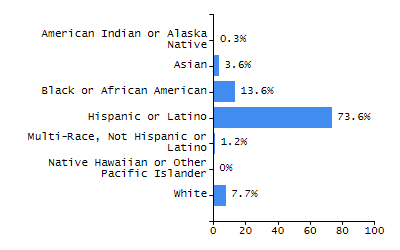 Bar chart showing student race and ethnicity percentages. White: 77.9%, Native Hawaiian or Other Pacific Islander: 0%, Multi-Race, Not Hispanic or Latino: 4.7%, Hispanic or Latino: 12.5%, Black or African American: 2.5%, Asian: 2.5%, American Indian or Alaska Native: 0%.