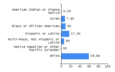 Bar chart showing selected student populations. Students with Disabilities: 20.6%, Low Income: 24.7%, First Language Not English: 1.8%, English Learners: 1.5%, High Needs: 37.2%.