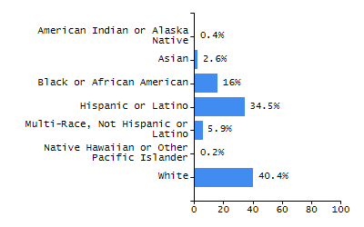 Bar chart showing selected student populations. Students with Disabilities: 18.2%, Low Income: 22.1%, First Language Not English: 10.6%, English Learners: 4.2%, High Needs: 37.3%.