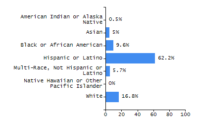 Bar chart showing selected student populations. High Needs: 45.9%, Low Income: 31.5%, Students with Disabilities: 19.8%, First Language Not English: 19%, English Learners: 6.5%.